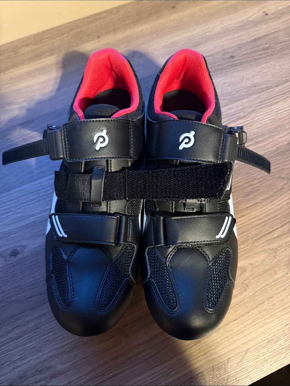 Peloton Black Cycling Shoes with Red Interior